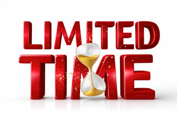 Limited time offer with bold red letters and an hourglass symbolizing urgency and scarcity in promotional marketing campaigns