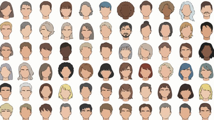 Diverse collection of illustrated human faces representing various individuals.