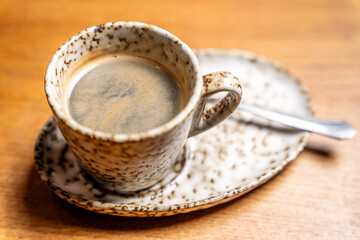 Halal tatar coffee in rustic ceramic cup
