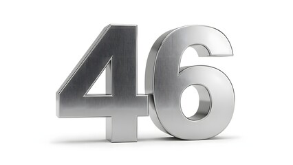 Silver Numeric Forty-six Figure on White Background for Age Milestone Celebration