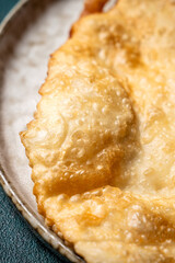 Close up crispy tatar cheburek texture