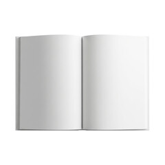 Blank open book with white pages, an empty journal ready for your creative writing, drawing, or note-taking needs