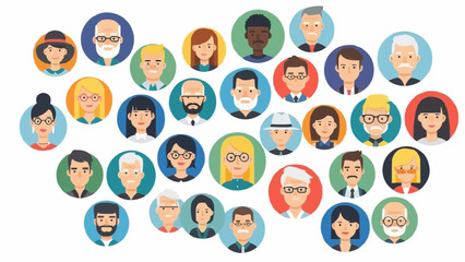Diverse Group of People Avatars Representing a Global Community.