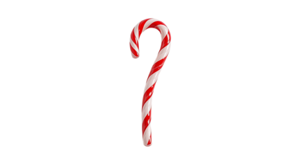 Candy cane isolated on white background, crisp shadows, bright festive colors,PNG