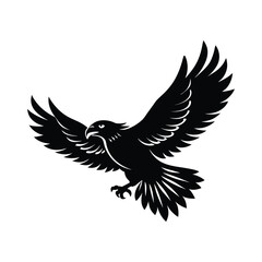 Obraz premium Black Silhouette of an Eagle in Flight with Wings Spread Keywords: eagle, bird, raptor, predator