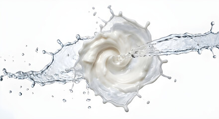 Cosmetic cream with water splash on white background.