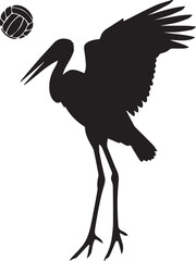 Fototapeta premium Silhouette of a stork with outstretched wings and a textured circle