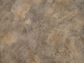Decorative dark brown washed paint on a surface. Random limestone brown color washed paint with gold grunge, and dirt pattern. Seamless background texture. 