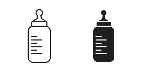 Baby bottle icons silhouettes. Vector elements for design.