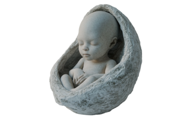 Alien infant wrapped in a glowing bio fabric cocoon resting in a futuristic sci fi environment