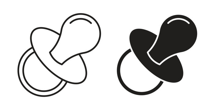 Baby pacifier icons silhouettes. Vector elements for design.