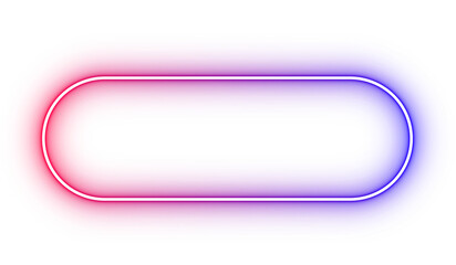 Neon red and blue glowing rounded pill frame for UI buttons, labels, highlights, and modern tech design elements
