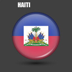 The national flag of Haiti is shaped like a circle.Vector.A round 3D flag icon with high detail.A spherical illustration of the flag.