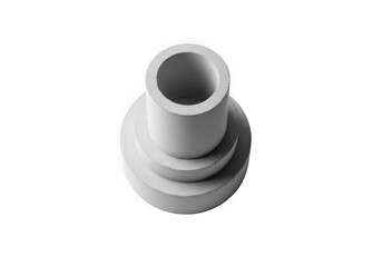 Minimal concrete cylindrical geometric object isolated on black background