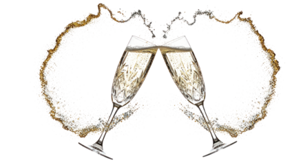 Champagne Toast Crystal Glasses Sparkling Celebration isolated on a transparent background