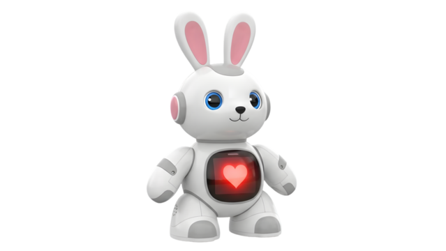 Cute robotic bunny toy isolated on transparent background - Powered by Adobe