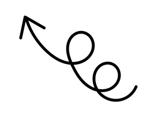 Fototapeta premium Hand drawn black curly upward arrow