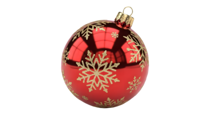 Elegant red christmas ornament with gold details isolated on transparent background