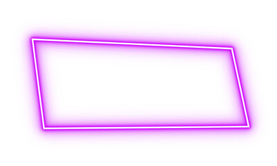 Neon pink glowing slanted rectangle frame for labels, banners, UI highlights, and modern digital design elements on transparent background