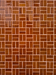 Brown Ceramic Mosaic Tiles Background Texture with Geometric Grid Pattern