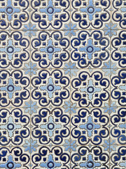 Traditional Portuguese Azulejo Tile Pattern in Blue and White