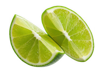 Fresh green lime slices isolated on transparent background