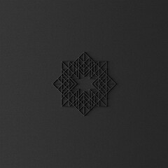 Christmas black star ornament on dark background.