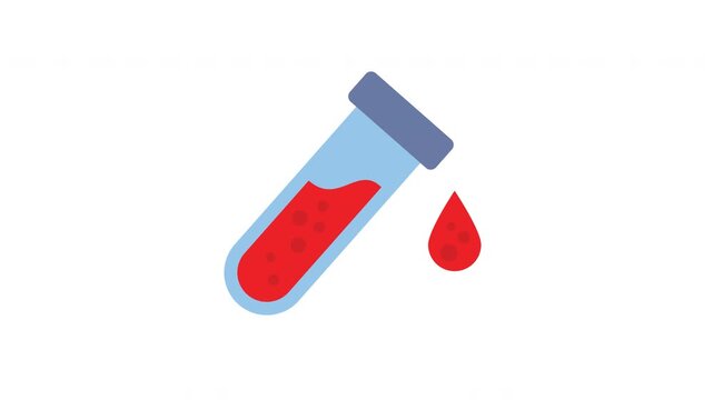 Blood test icon animation. blood drop Animated icon on white background