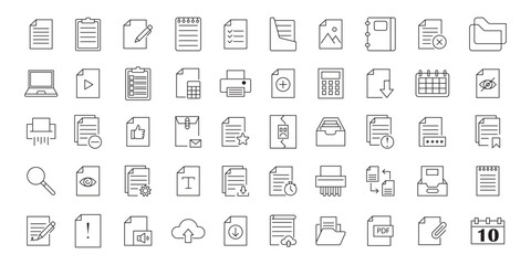 Collection of Professional Business and Finance Related Icons. Collection of hand drawn business and technology icons representing communication analysis and data management. Vector Illustration.
