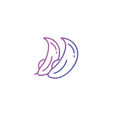 Green bean vegetable icon with gradient outline art and artistic design