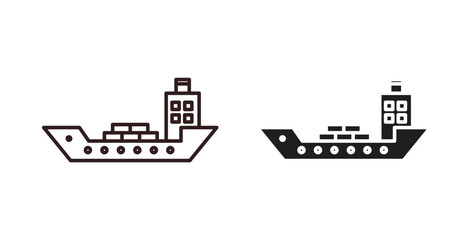Cargo ship icons silhouettes. Vector elements for design. © Hunt