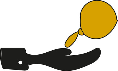 Hand holding a golden balloon