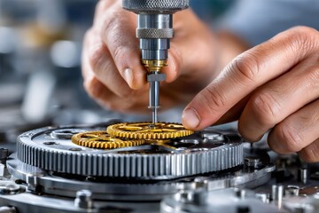 Watchmaker hands assembling gears showing precision craftsmanship work