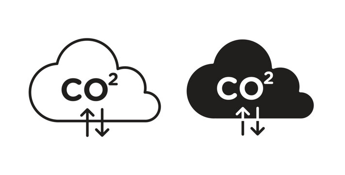 CO2 emission icons silhouettes. Vector elements for design.