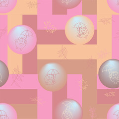 a pattern on a bright multicolored background with animal outlines drawn on it