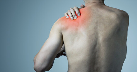 A man has chronic shoulder pain caused by inflammation of the trapezius muscle.