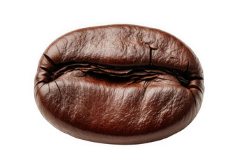 Macro shot of single roasted coffee bean isolated on transparent background