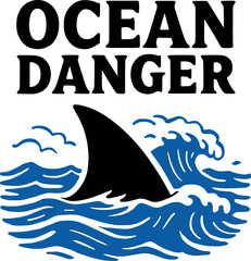 Ocean Danger Shark Fin Warning Sign Vector 