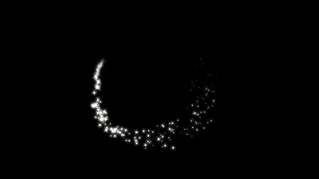 Glitter star line animation with starry night twinkling, shining dust light trails, and celebration-style sparkle overlay on a black screen, blended smoothly with midnight pulse and sky gleam effects