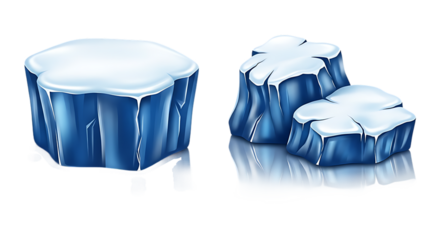 Ice Floes and Iceberg Pieces on Frozen Glacier Waters