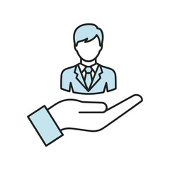 Human Resources Support Icon with Hand Holding Employee Vector