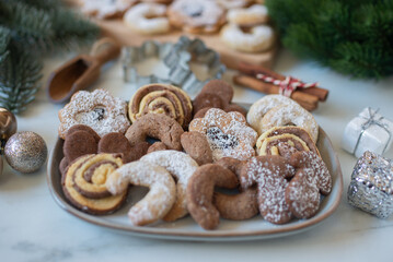 Christmas homemade gingerbread cookies on table