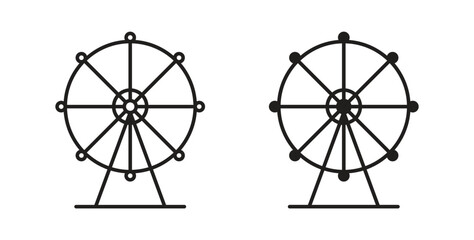 Ferris wheel icons silhouettes. Vector elements for design.