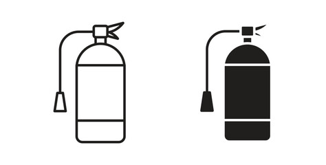 Fire extinguisher icons silhouettes. Vector elements for design.