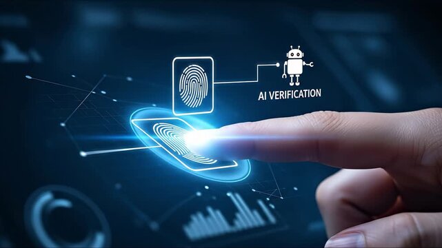 Fingerprint scan A I verification technology digital interface biometric security authentication