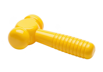 Bright yellow plastic bolt with rounded head isolated on transparent background
