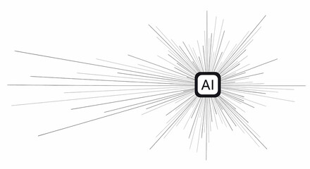 Obraz premium AI Node with Radiating Lines Artificial Intelligence Concept.