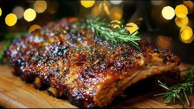 Herb Roasted Pork Ribs With Christmas Lights