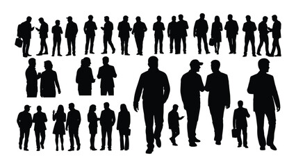Diverse group of people in black a collection of human forms silhouette