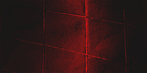 Naklejka premium Vintage wooden wall texture with light in the dark. Red and black cracked paint texture on an old, dry, grunge wall surface background. Aged red grunge wall texture pattern design. antique, metal, art